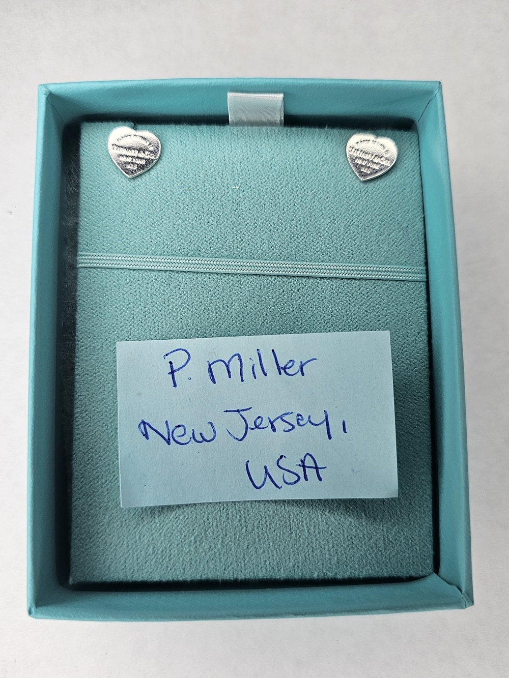 Tiffany & Co. Silver Heart Stud Earrings with Tiffany Blue Box